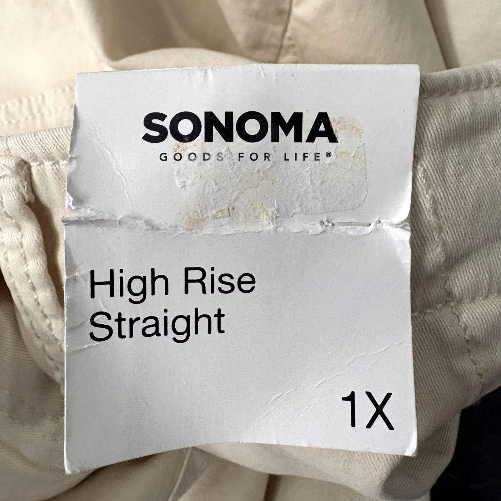 Vintage Sonoma Khaki Pants Womens 1X Beige Stretch Twill Elastic Waist Pockets NWT Casual Size 40" / US 18 - 7 Thumbnail