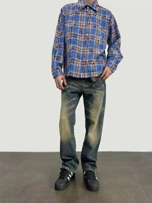 Japanese Brand × Jean Street yellow mud washed loose jeans Size US 32 / EU 48 - 1 Thumbnail