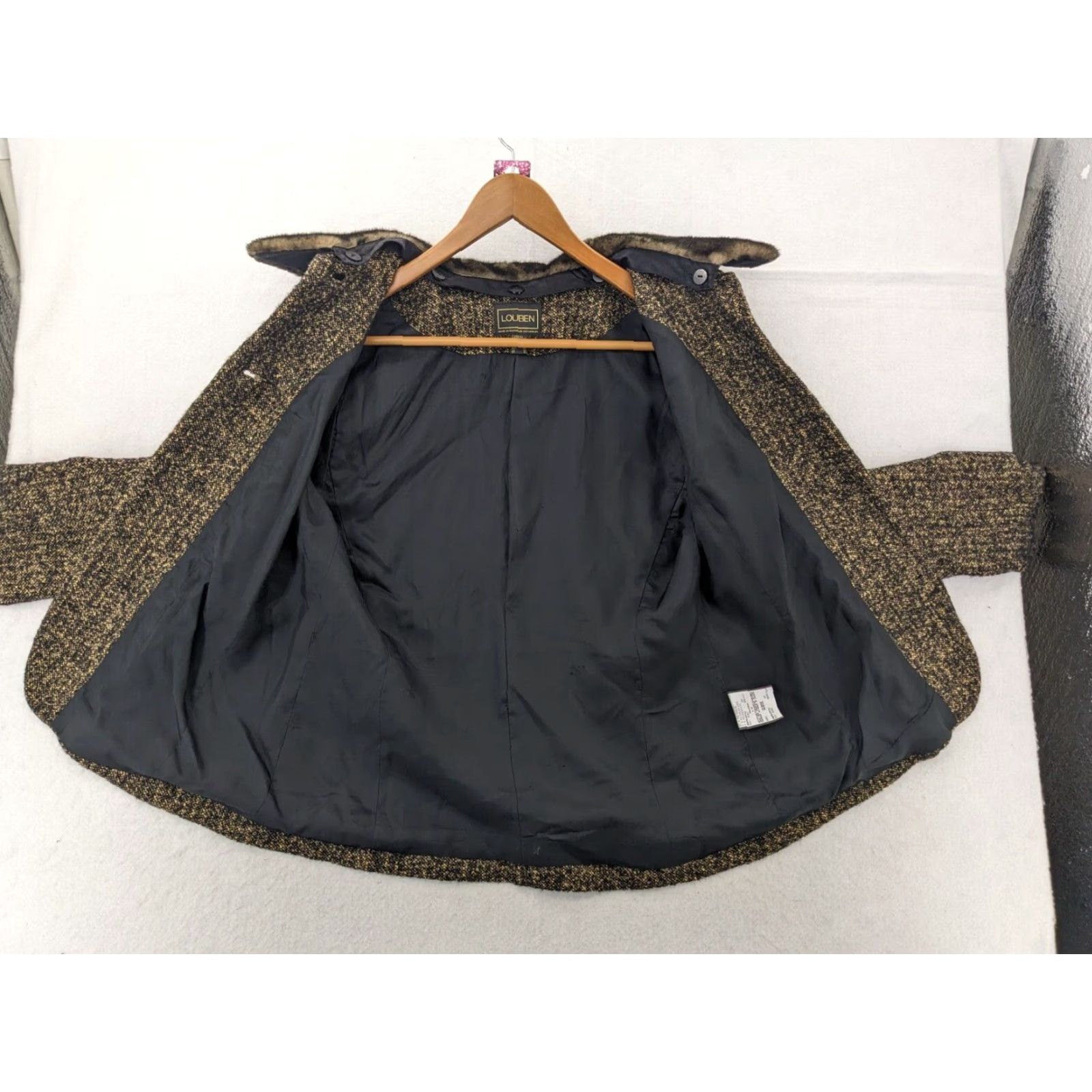 Vintage VINTAGE Louben Jacket Women Mid-Length Wool Blend Lined Knit Brown Black Size 10 Pockets 90s Designer Coat Canada Size L / US 10 / IT 46 - 2 Thumbnail