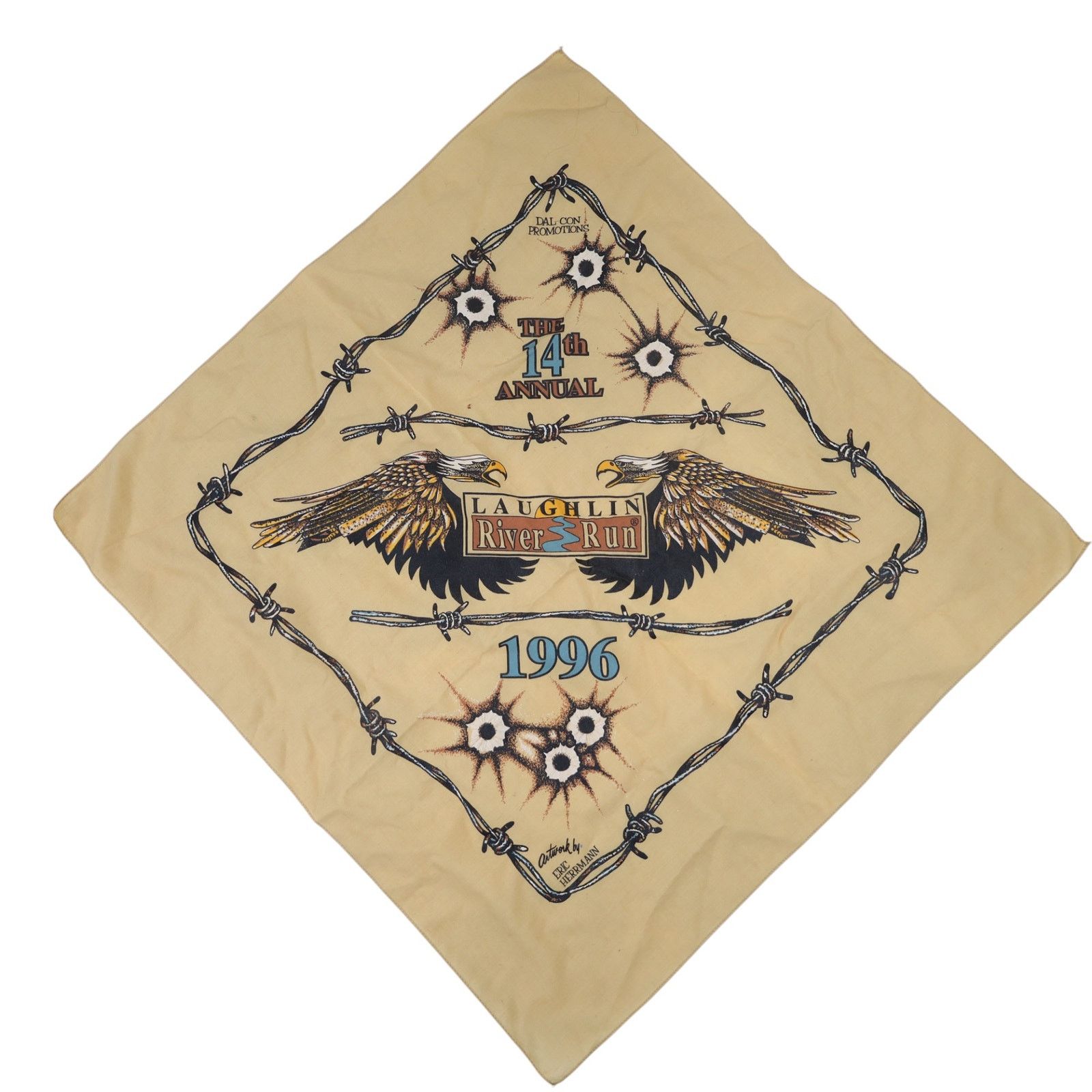 Vintage VTG 1996 Laughlin River Run Motorcycle Rally Graphic Bandana Size ONE SIZE - 1 Thumbnail