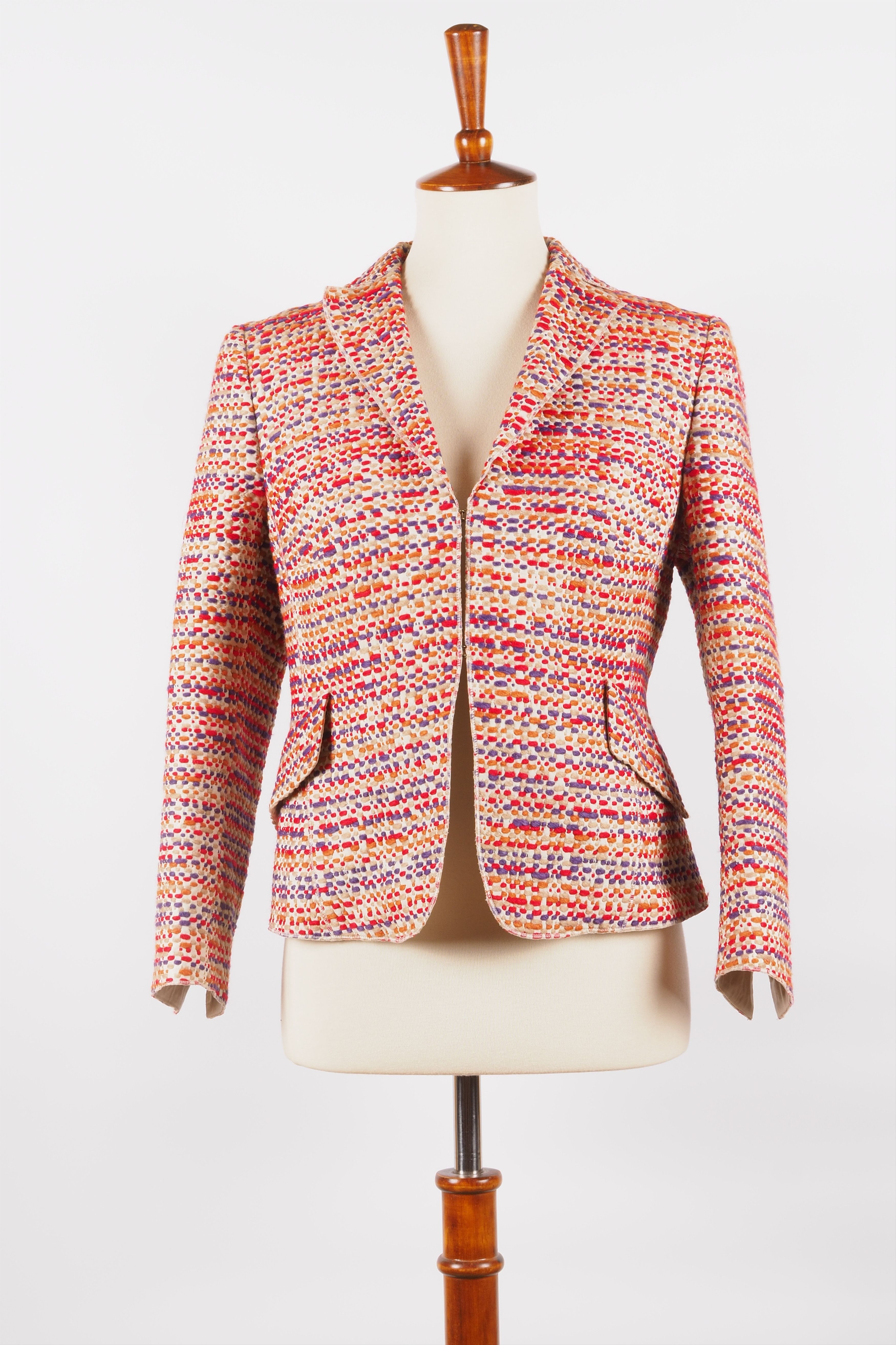 Akris Akris Multicolor Boucle Cropped Designer Blazer Jacket Size M / US 6-8 / IT 42-44 - 4 Thumbnail
