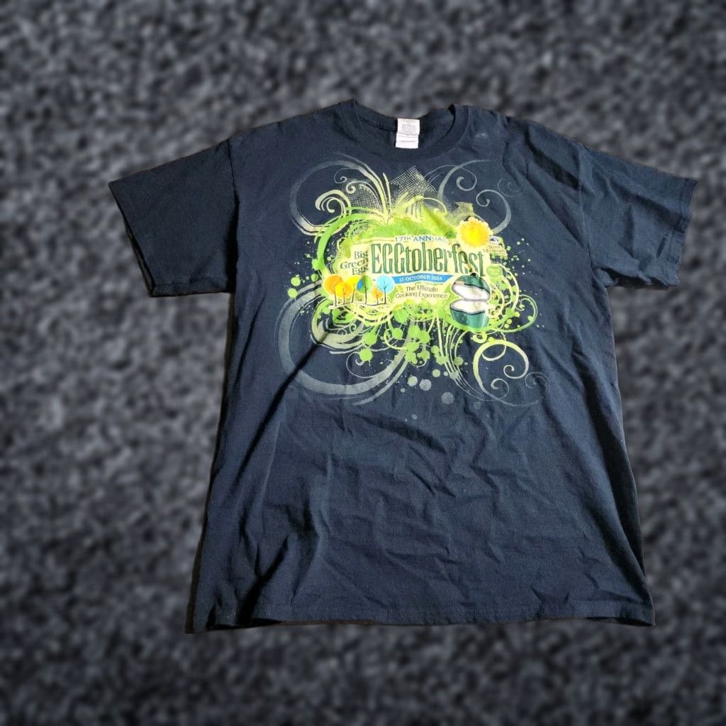 Gildan Mens L T Shirt Big Green Egg Grill Eggtoberfest Double Sided Blue Cotton Gildan Heavy Cotton Size US L / EU 52-54 / 3 - 1 Thumbnail