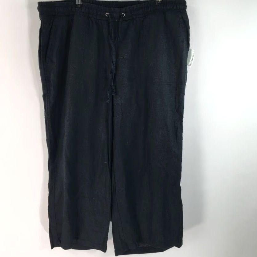 Essentials Amazon Essentials Womens Cropped Pants XL Black High Waist Drawstring Pocket New Size 38" / US 16 / IT 52 - 3 Thumbnail