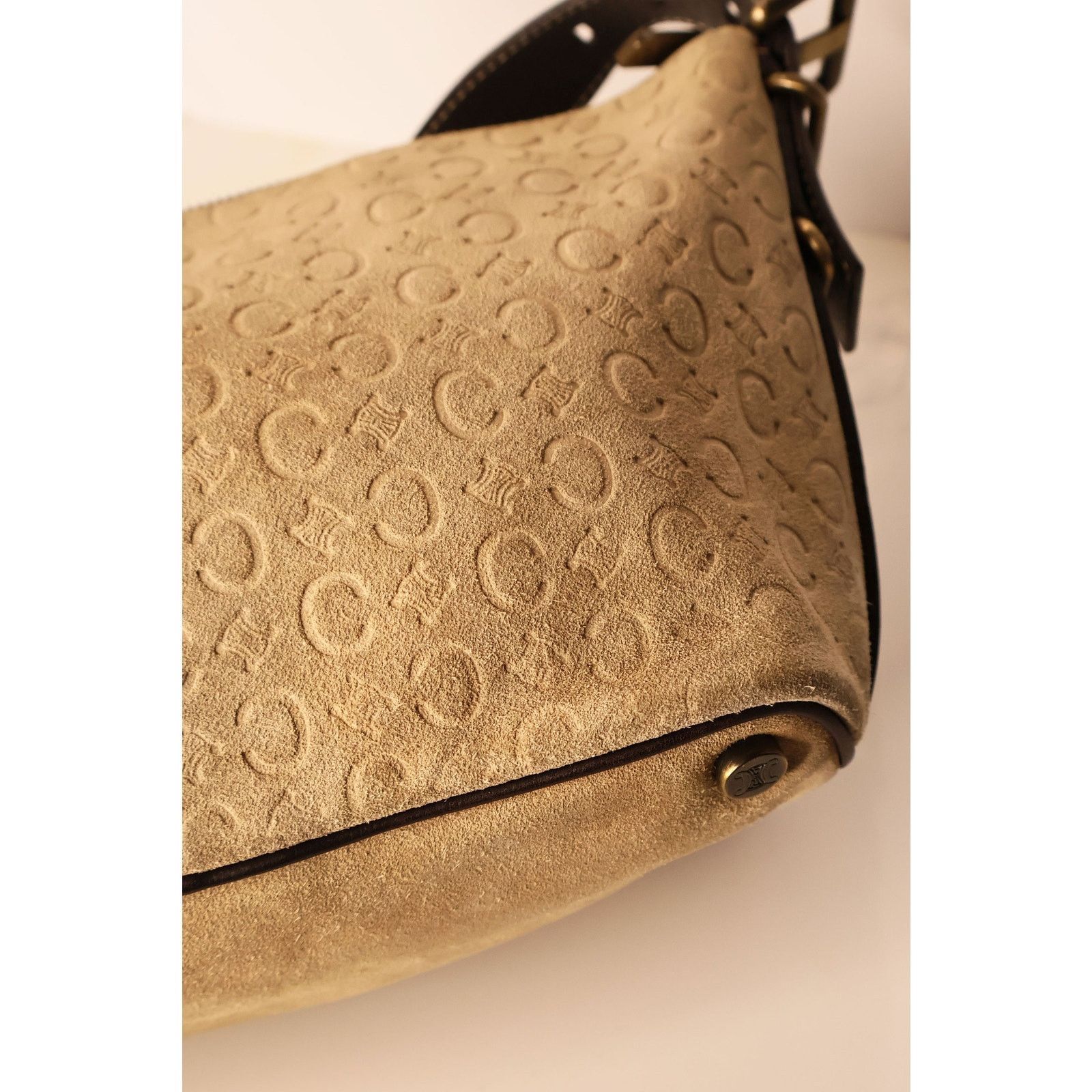 Celine Vintage CELINE Suede Nude Macadam Monogram Bag Size ONE SIZE - 6 Thumbnail