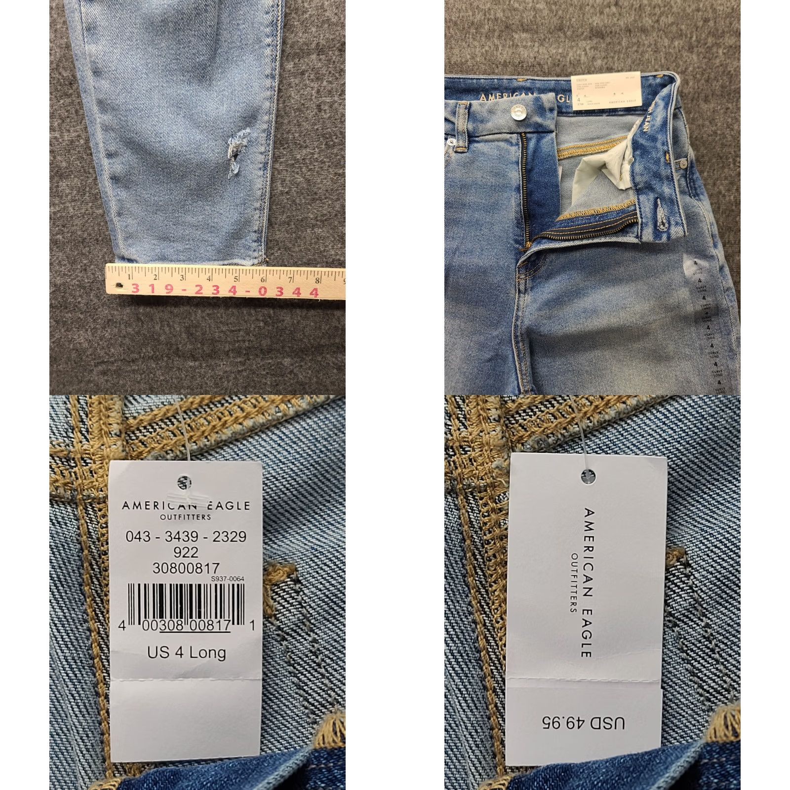 American Eagle Outfitters VINTAGE American Eagle Outfitters Jeans Womens 4 Long Curvy Mom High Rise Distressed 90s Grunge Black Denim 5-Pocket Mens Womens Girls Boys Size 27" / US 4 / IT 40 - 8 Thumbnail