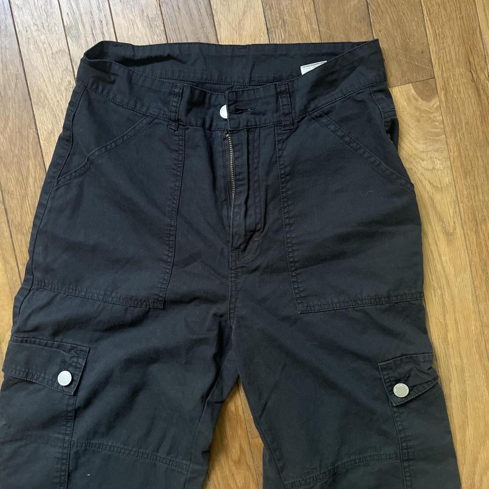 Shein SHEIN black straight leg cargo pants Size 27" / US 4 / IT 40 - 4 Thumbnail