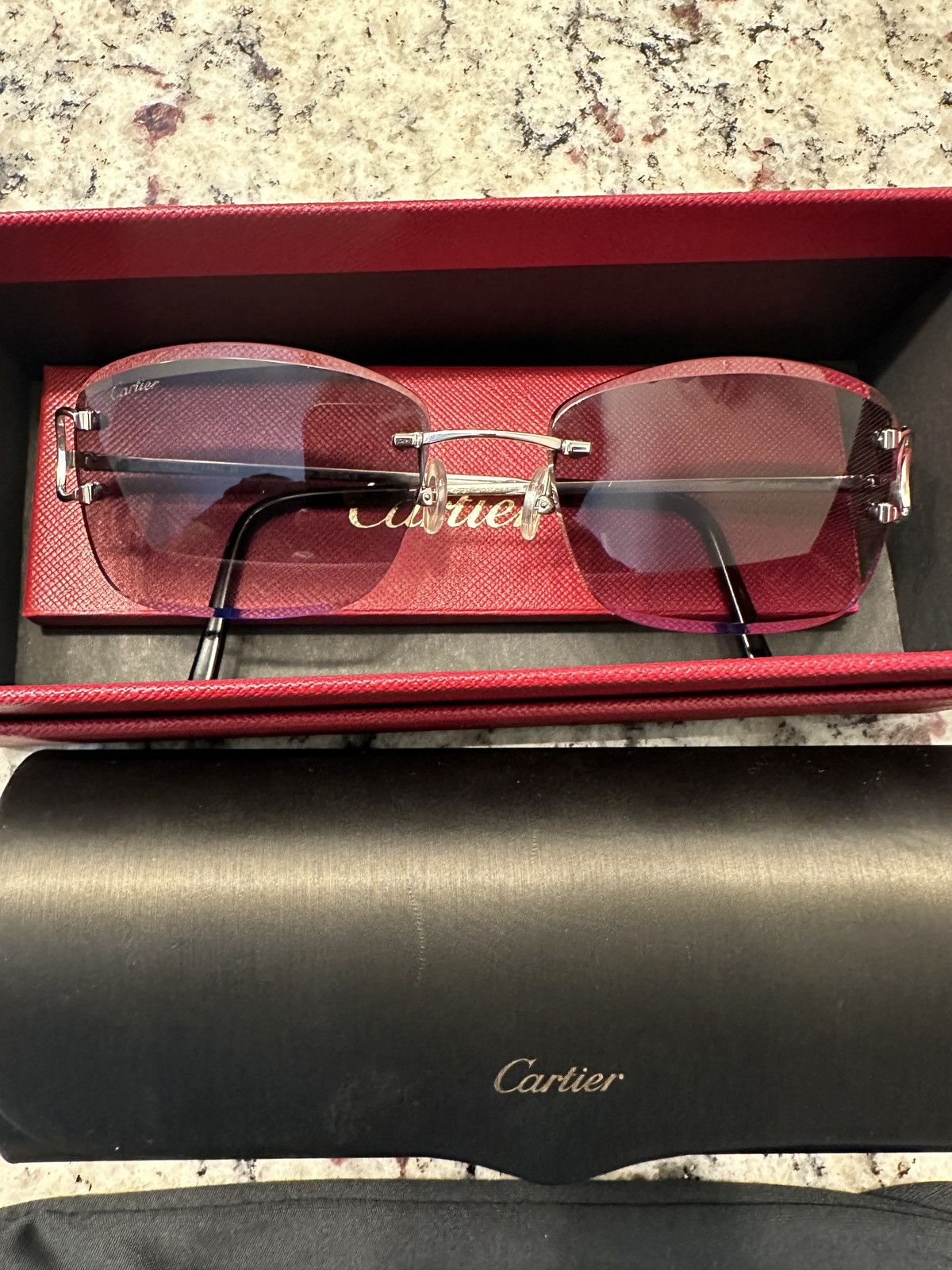 Cartier Cartier Rectangle Rimless Sunglasses Grailed