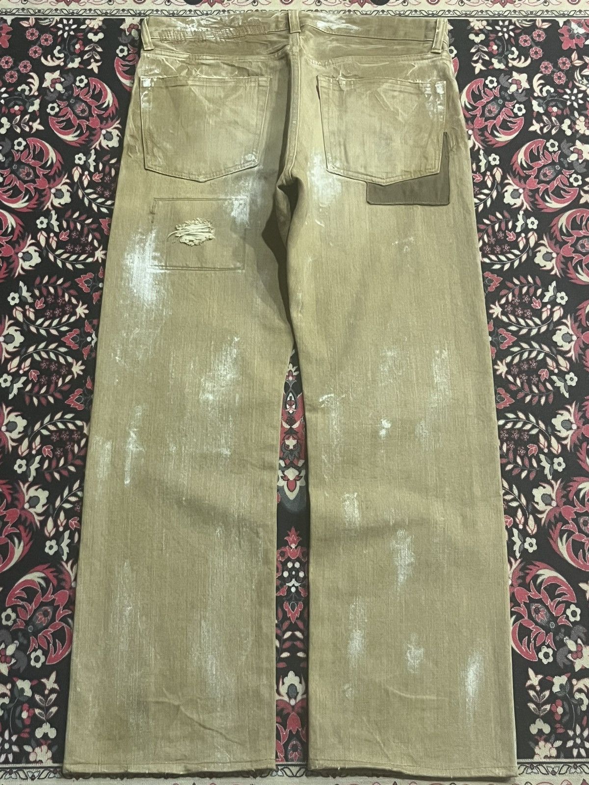 Kapital Eternal Bitchu Kurasaki Brown Paint Splattered Patches Jeans Size US 32 / EU 48 - 2 Thumbnail