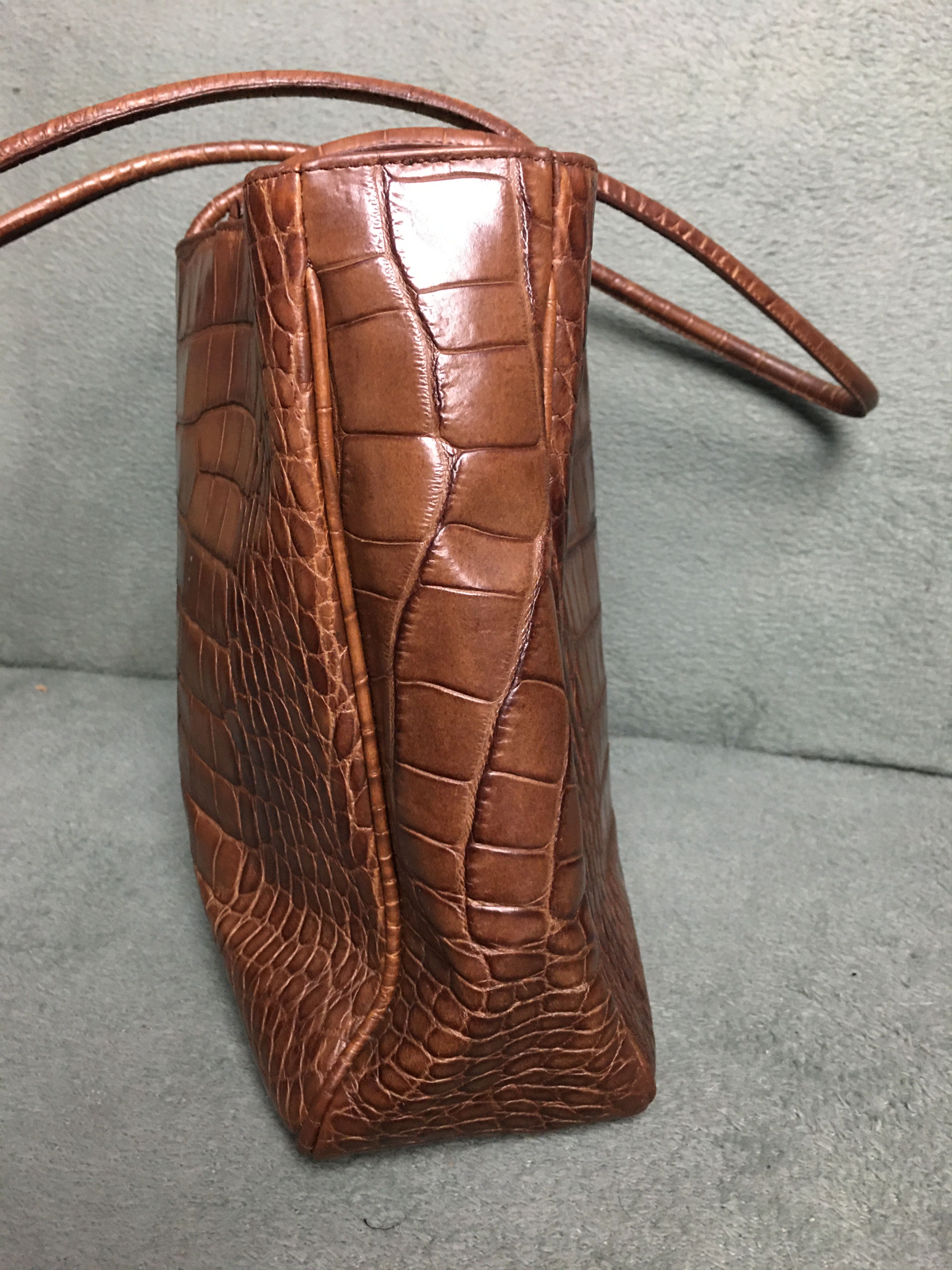 Furla Furla Leather Croco Embossed Brown Tote Bag Size ONE SIZE - 6 Thumbnail