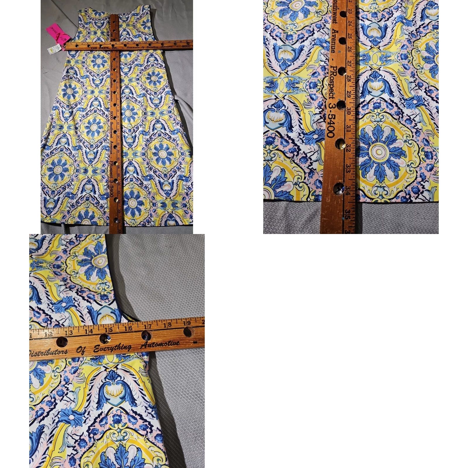 Betsey Johnson VINTAGE Betsey Johnson Dress Womens Size 10 Yellow Blue Shift Midi Sheath Size L / US 10 / IT 46 - 9 Thumbnail