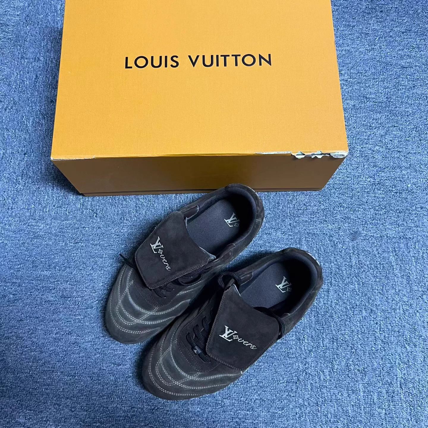 Louis Vuitton LV dark brown leather & suede lace-up low-top sneaker US7 Size US 7 / IT 37 - 1 Thumbnail