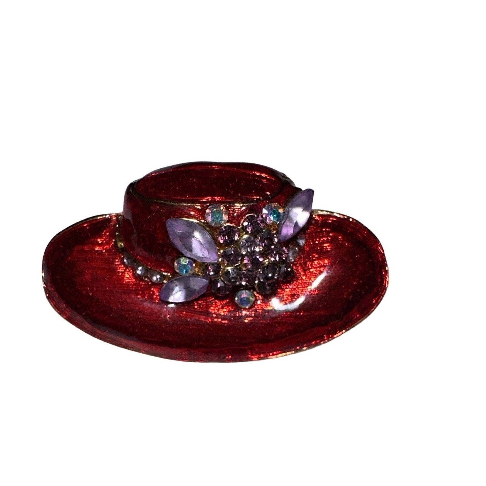 Vintage Red Hat Society Sun Red Purple & AB Rhinestones Brooch Pin Size ONE SIZE - 1 Thumbnail