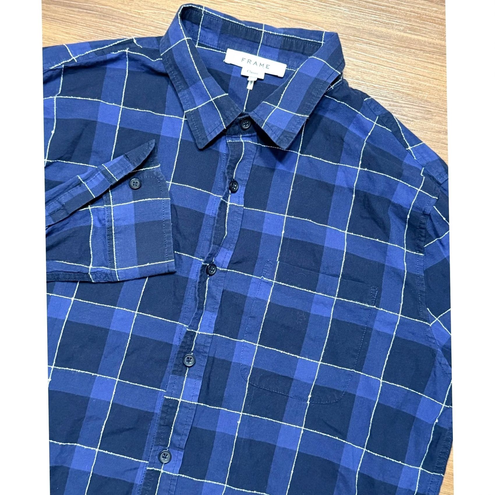 Frame FRAME Classic Fit Blue Plaid Button Up Shirt Men Sz M Size US M / EU 48-50 / 2 - 2 Thumbnail