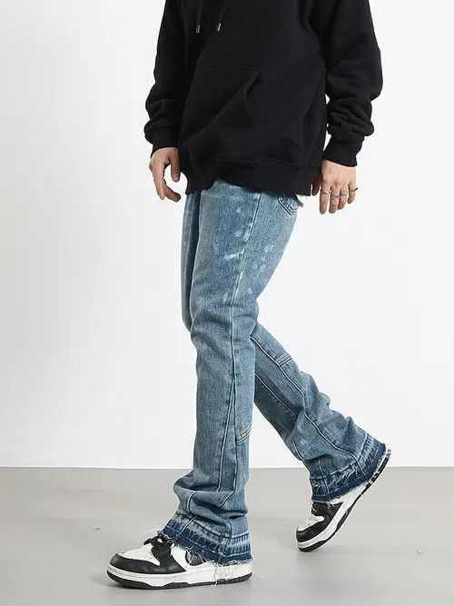 Jean flared distressed washed paint jeans Size US 30 / EU 46 - 2 Thumbnail