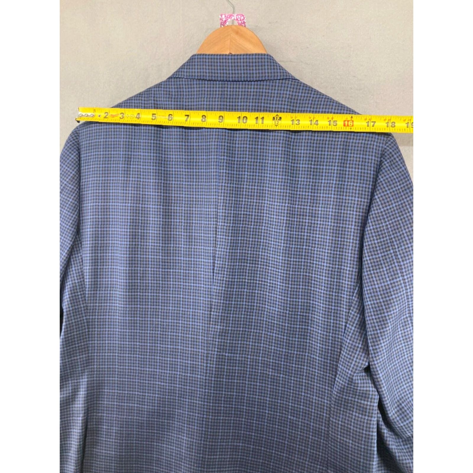 Vintage Trussini E Thomas Mens Suit Jacket 42 Blue Plaid - 90s Business Notch Lapel, Single-Breasted, Blue, 42, Regular, Mens, Italy Made Size 42R - 6 Thumbnail