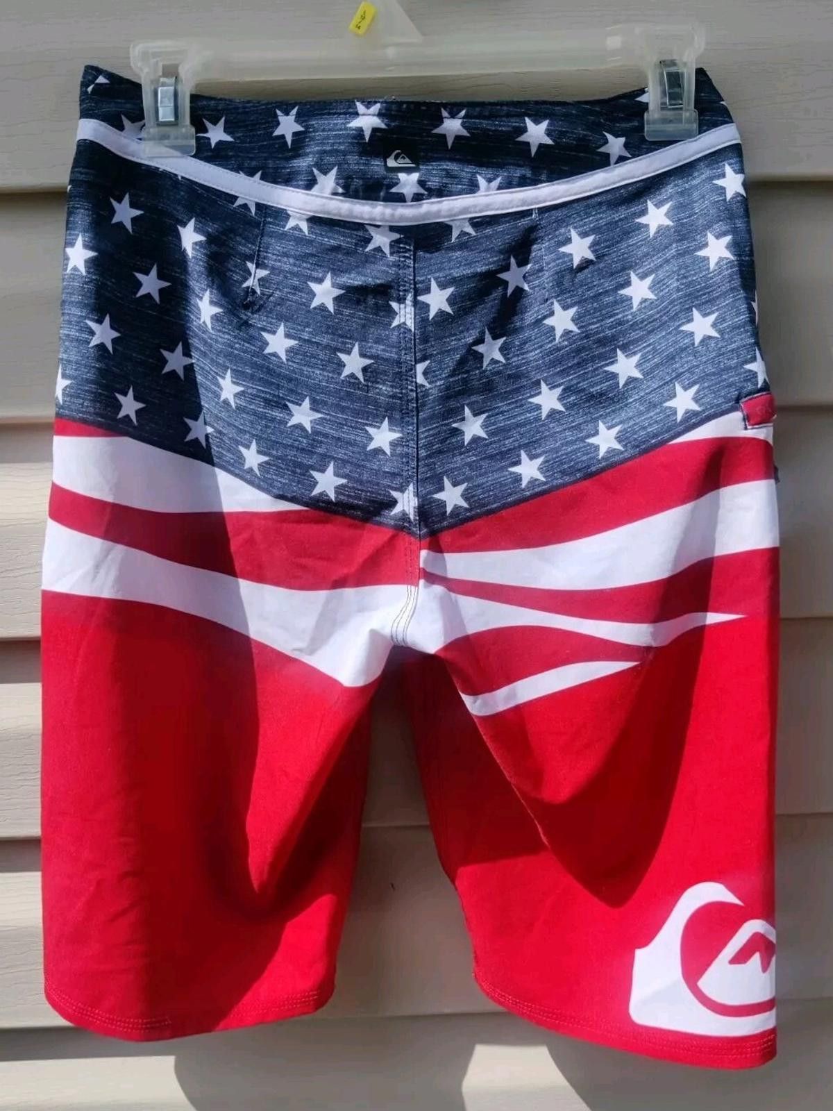 Quiksilver Quicksilver Board Shorts Swim Trunks USA Flag Stars Stripes Size US 27 - 4 Thumbnail