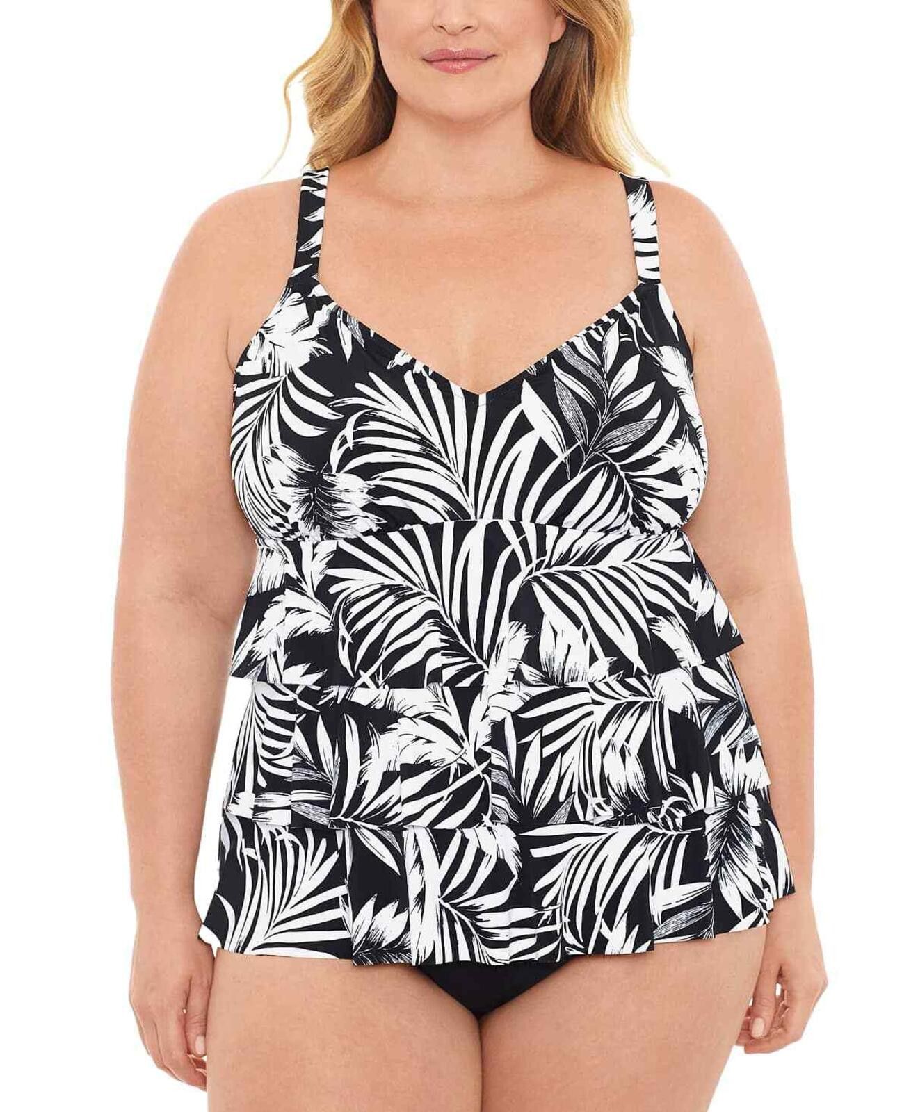 Other Swim Solutions Plus Size Fauxkini One-Piece Swimsuit 24W Size ONE SIZE - 1 Thumbnail