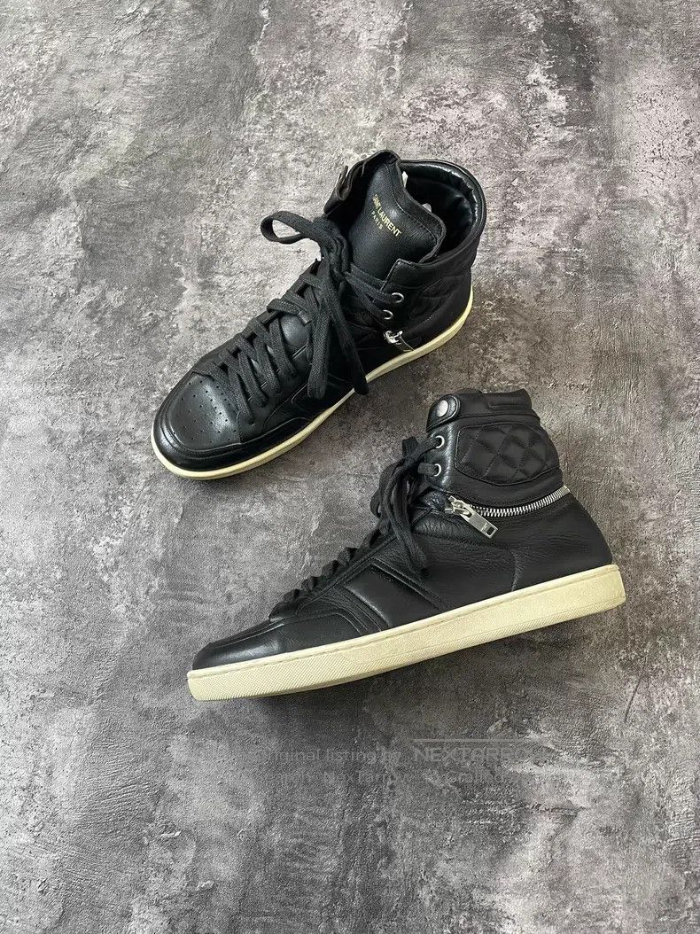 Saint Laurent Paris Saint Laurent Paris Back zipper diamond patch high-top fla Size US 8.5 / EU 41-42 - 1 Thumbnail