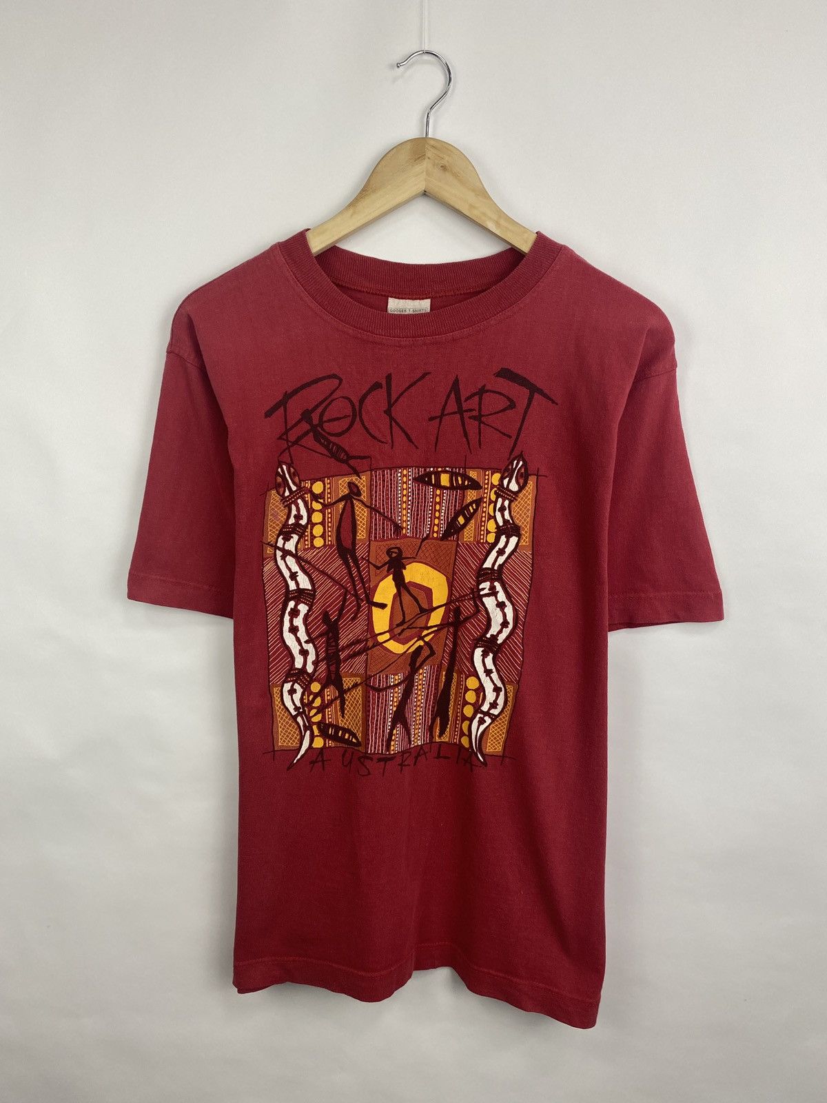 Designer 🇦🇺 Vintage 90s Aboriginal Rock Art Australia Animals T-shirt Size US M / EU 48-50 / 2 - 3 Thumbnail