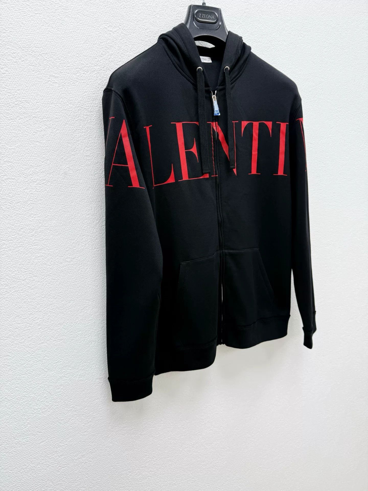 valentino black hooded zip-up jacket