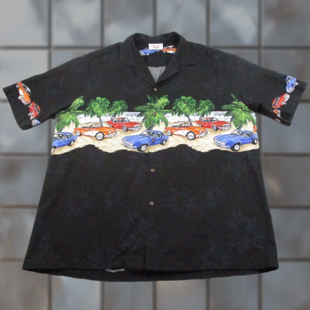 Vintage Pacific Legend Shirt Mens XL Black Hawaiian Retro Cars Palm Trees Aloha Size US XXL / EU 58 / 5 - 1 Thumbnail