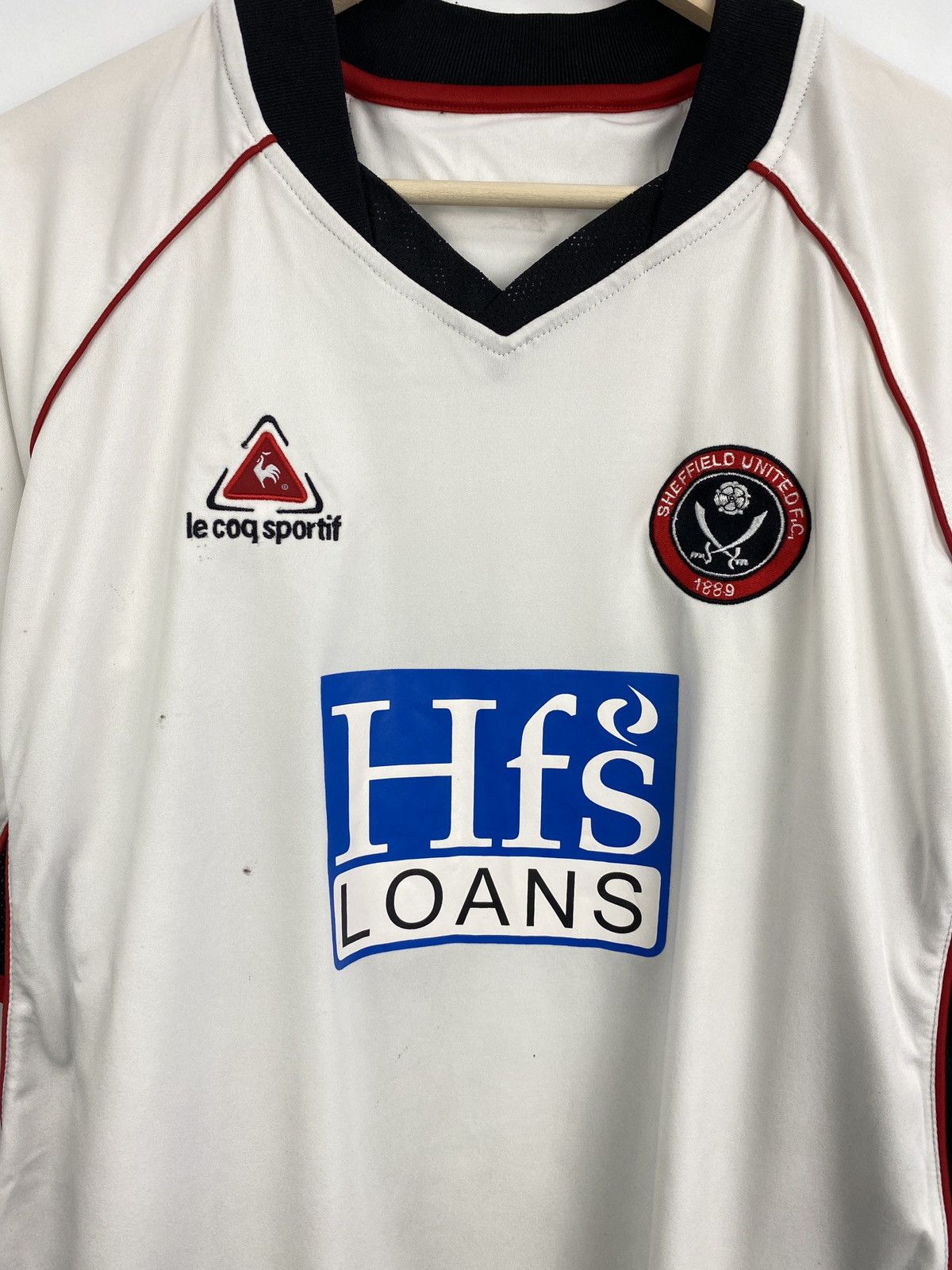 Le Coq Sportif 🏴󠁧󠁢󠁥󠁮󠁧󠁿 Vintage Sheffield United Le Coq Sportif Soccer Jersey Rare Size US XL / EU 56 / 4 - 4 Thumbnail
