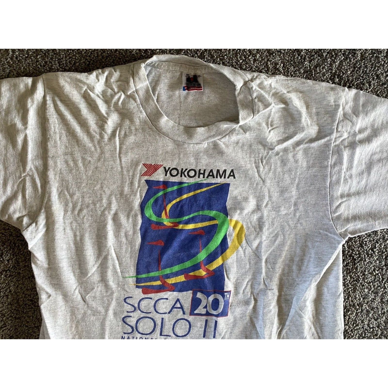 Fruit Of The Loom VINTAGE Fruit Of The Loom Made In USA Single Stitch 1992 Yokohama SCCA Solo T-Shirt M Mens Gray Size US M / EU 48-50 / 2 - 6 Thumbnail
