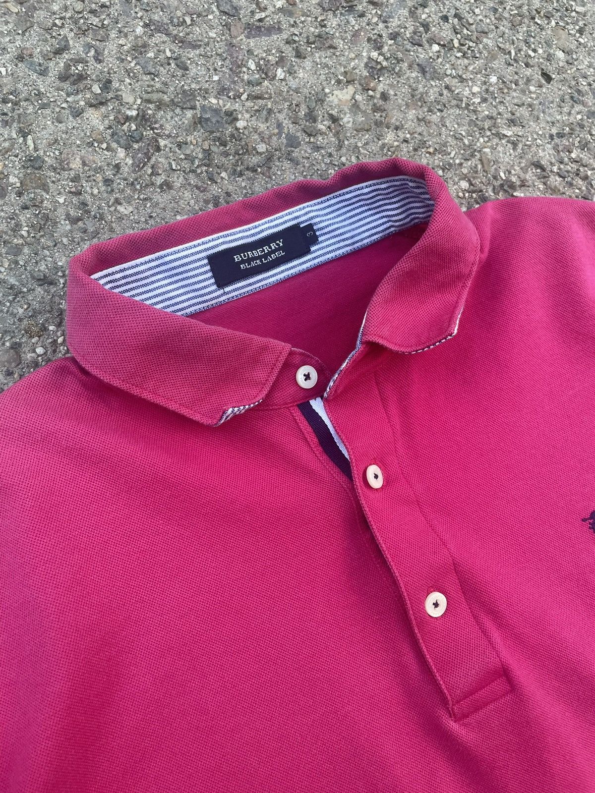 Burberry × Japanese Brand Pink Burberry Black Label Polo Tee Size US S / EU 44-46 / 1 - 3 Thumbnail