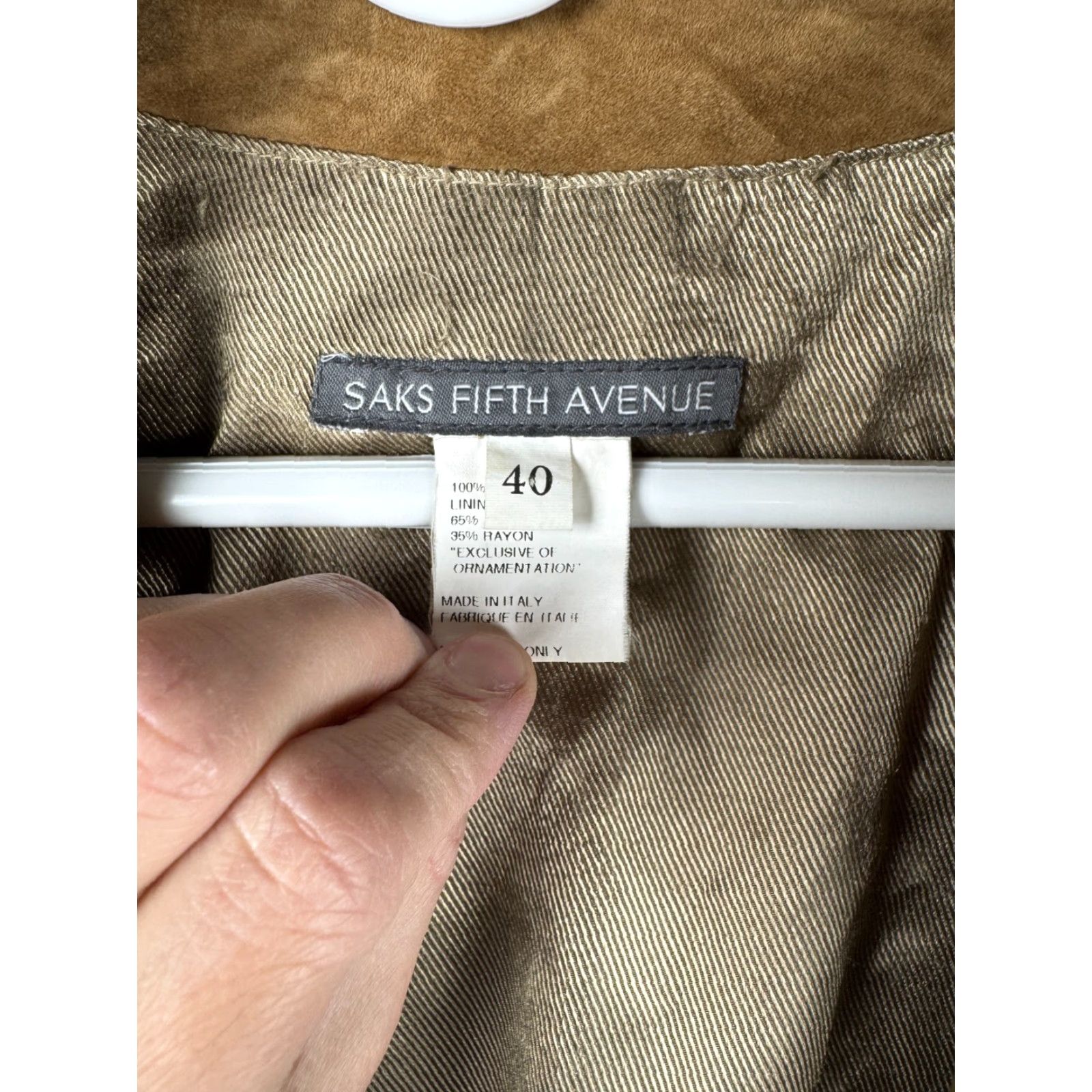 Saks Fifth Avenue Saks Fifth Avenue Leather Jacket Chore Loop Collar Button Up Men's XL Brown Goat Skin 40 Leather Jacket Size US XL / EU 56 / 4 - 5 Thumbnail