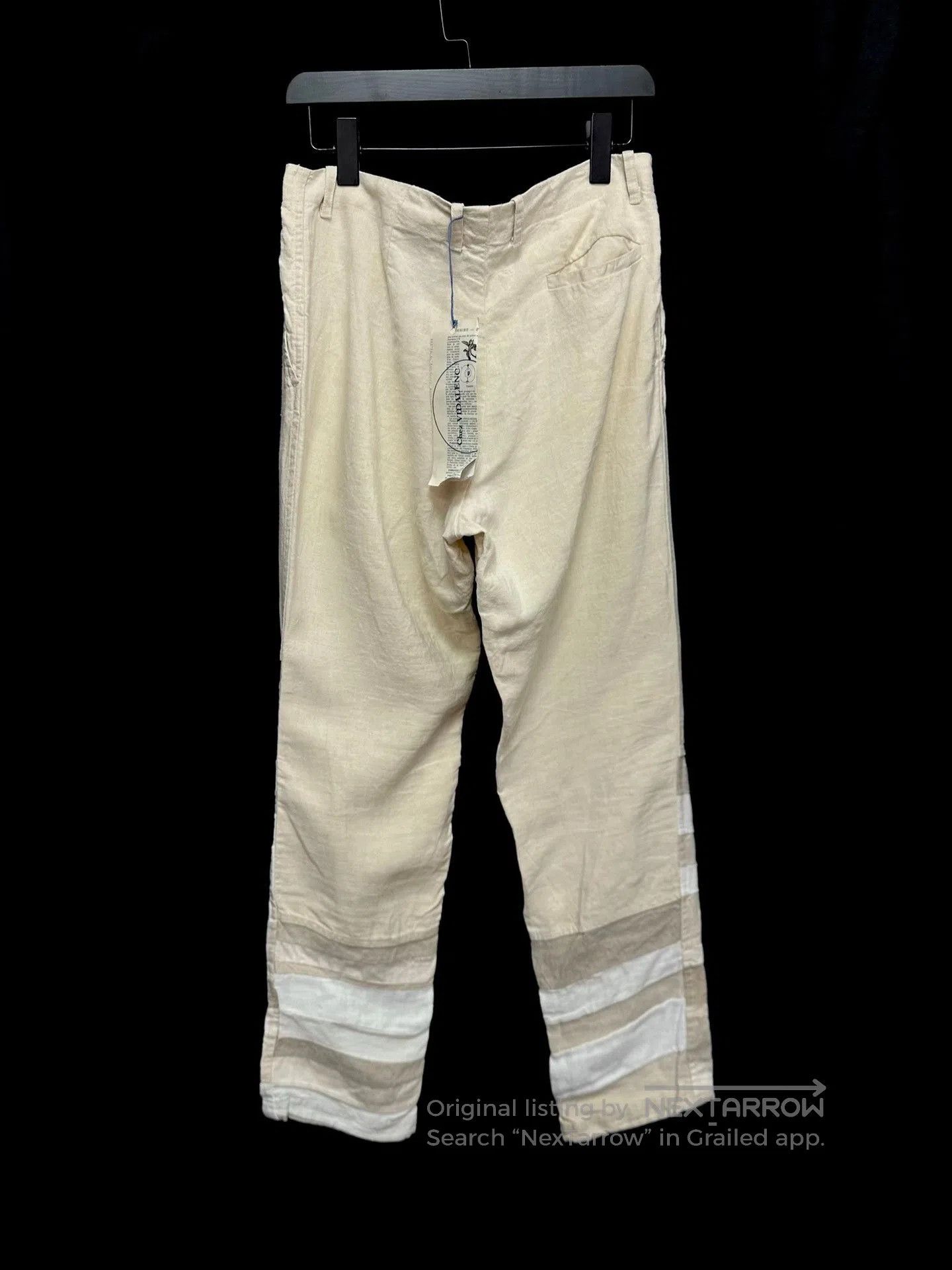 Casey Vidalenc Chez VIDALENC Vintage Linen Patchwork Pants. Size 41" - 2 Thumbnail