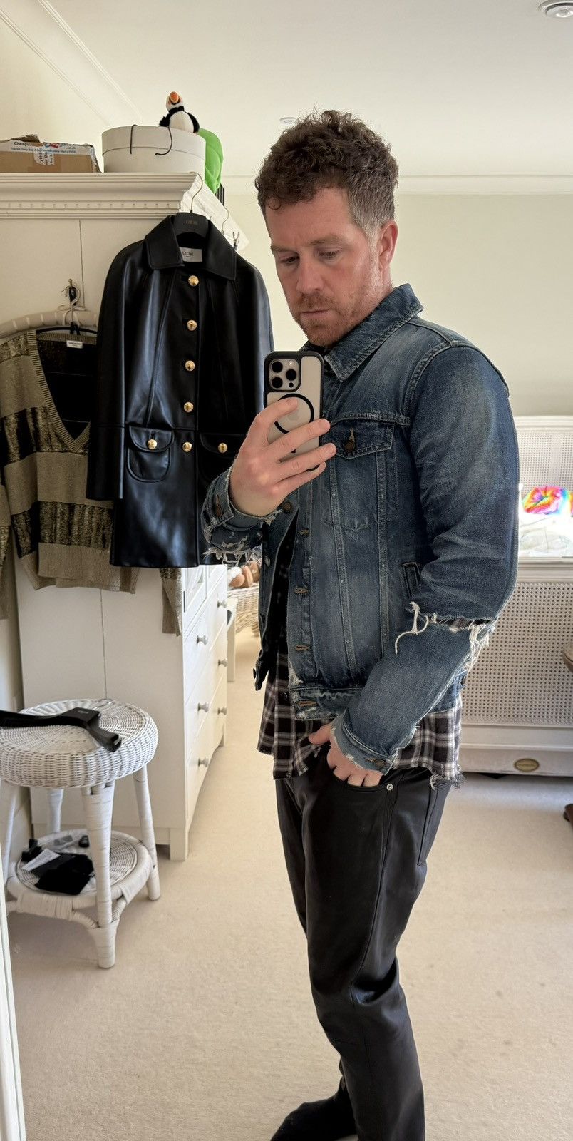 Saint Laurent Paris SS20 Saint Laurent crash denim jaket ripped thrashed grail L Size US L / EU 52-54 / 3 - 8 Thumbnail