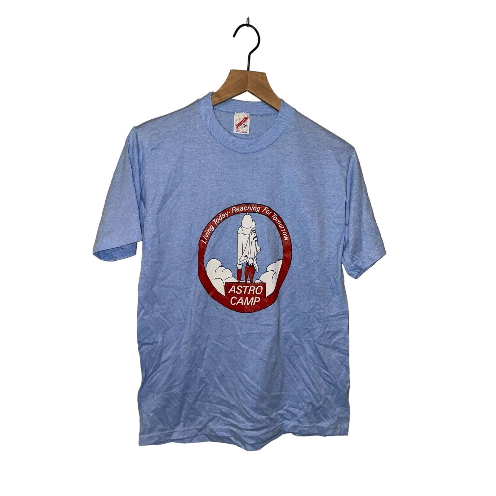 Jerzees Vintage Rocket Ship Shirt Astro Camp Living Today Tee 80s L Size US M / EU 48-50 / 2 - 1 Thumbnail