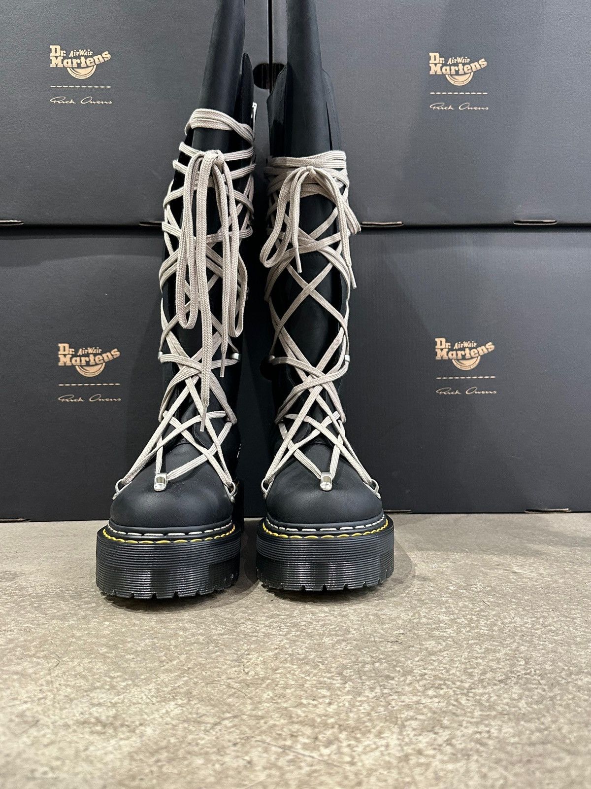 Dr. Martens × Rick Owens RICK OWENS - Dr.Martens 1B60 Quad Sole Pentalace Boot Black Size US 8 / IT 38 - 5 Thumbnail