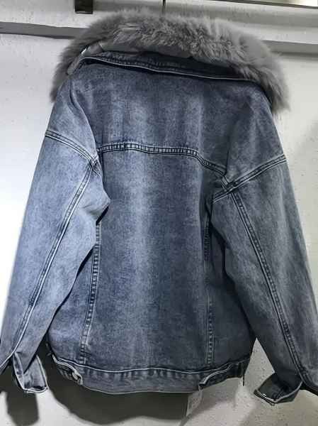 Chicos Womens Fleece Fur lined Denim Jacket Size L / US 10 / IT 46 - 3 Thumbnail
