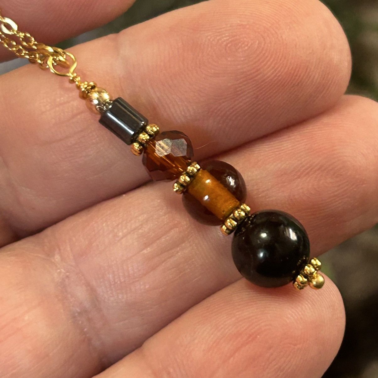 Handmade Handcrafted vintage bead drop pendant on chain necklace Size ONE SIZE - 1 Thumbnail