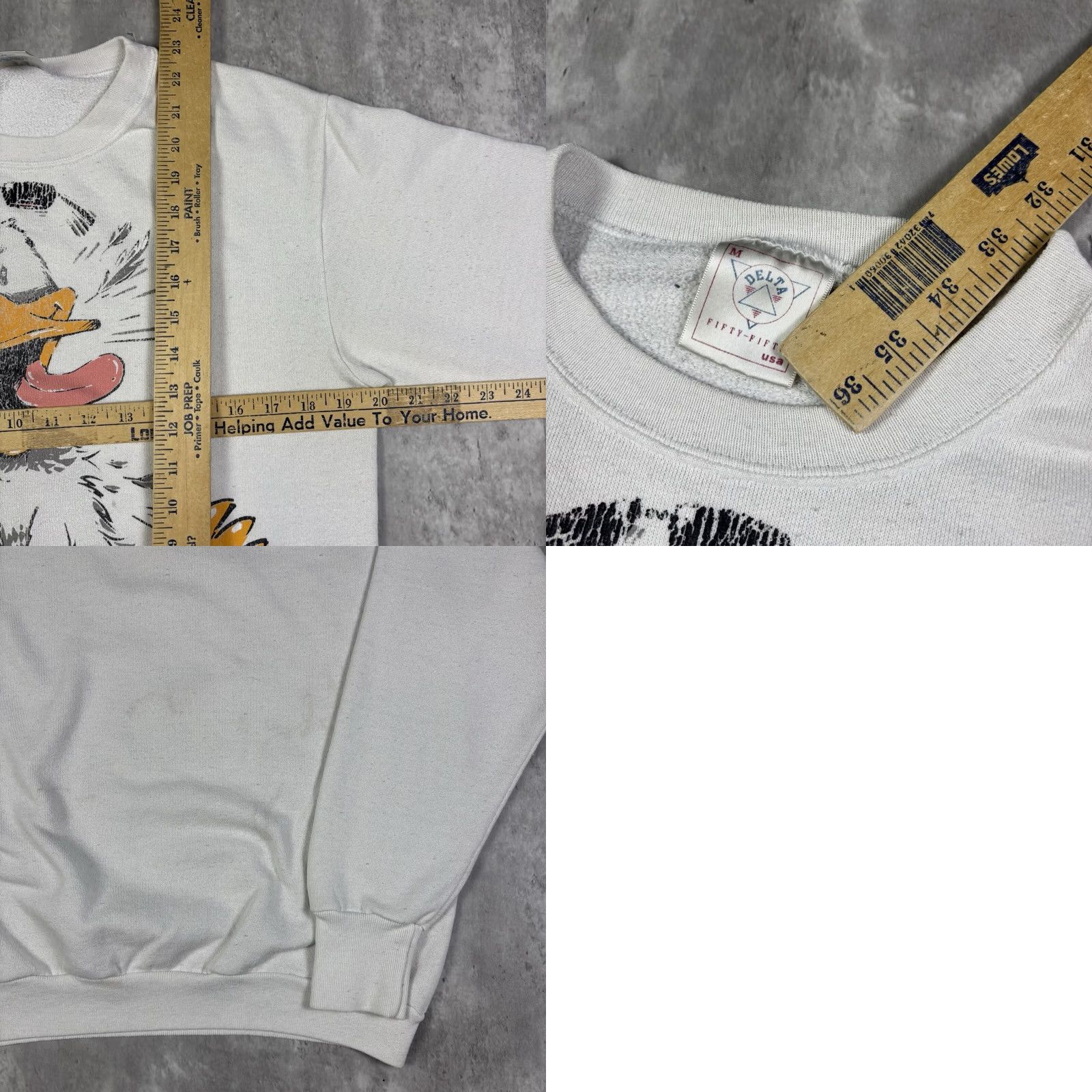Delta VINTAGE Delta 90s Ive Got An Attitude Duck Funny Sweatshirt White M Mens Graphic Print Pullover Size US M / EU 48-50 / 2 - 8 Thumbnail