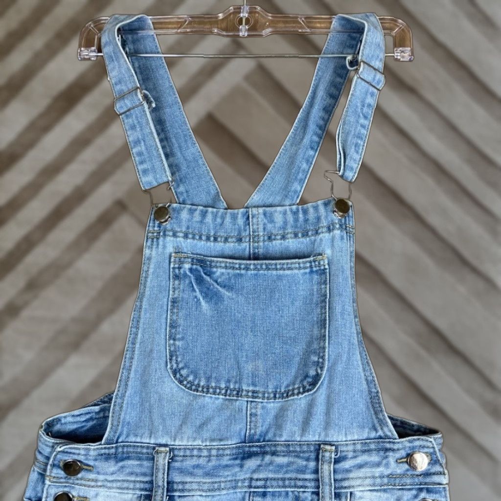 Denime Unbranded Womens Short Overalls Blue Denim Y2K Streetwear Distressed Medium Size 32" / US 10 / IT 46 - 1 Thumbnail
