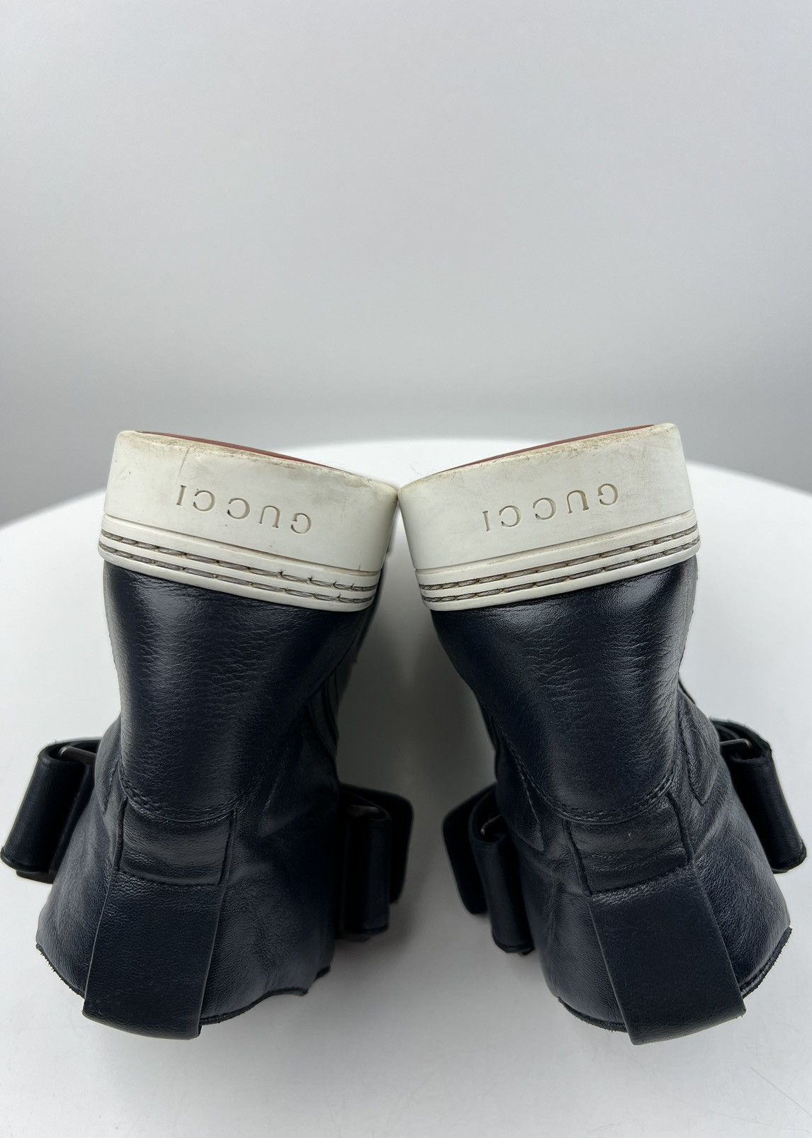Gucci GUCCI Sneakers Hi Top Leather Shoes GG Logo Navy Men’s Size US 6.5 / EU 39-40 - 14 Thumbnail