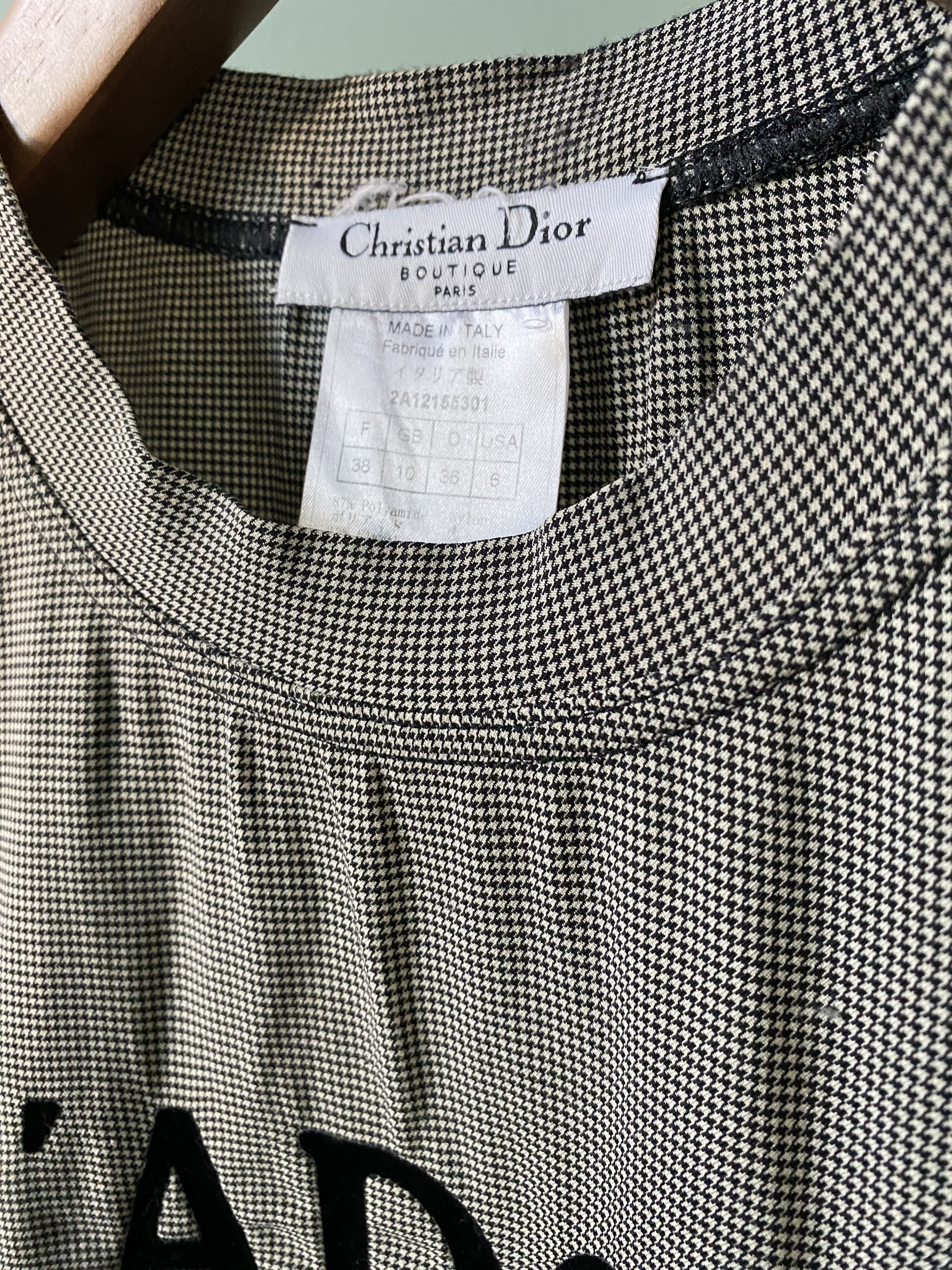 Dior Fall Winter 2002 "J'ADORE DIOR" Houndstooth Print Tank Top Size XS / US 0-2 / IT 36-38 - 6 Thumbnail