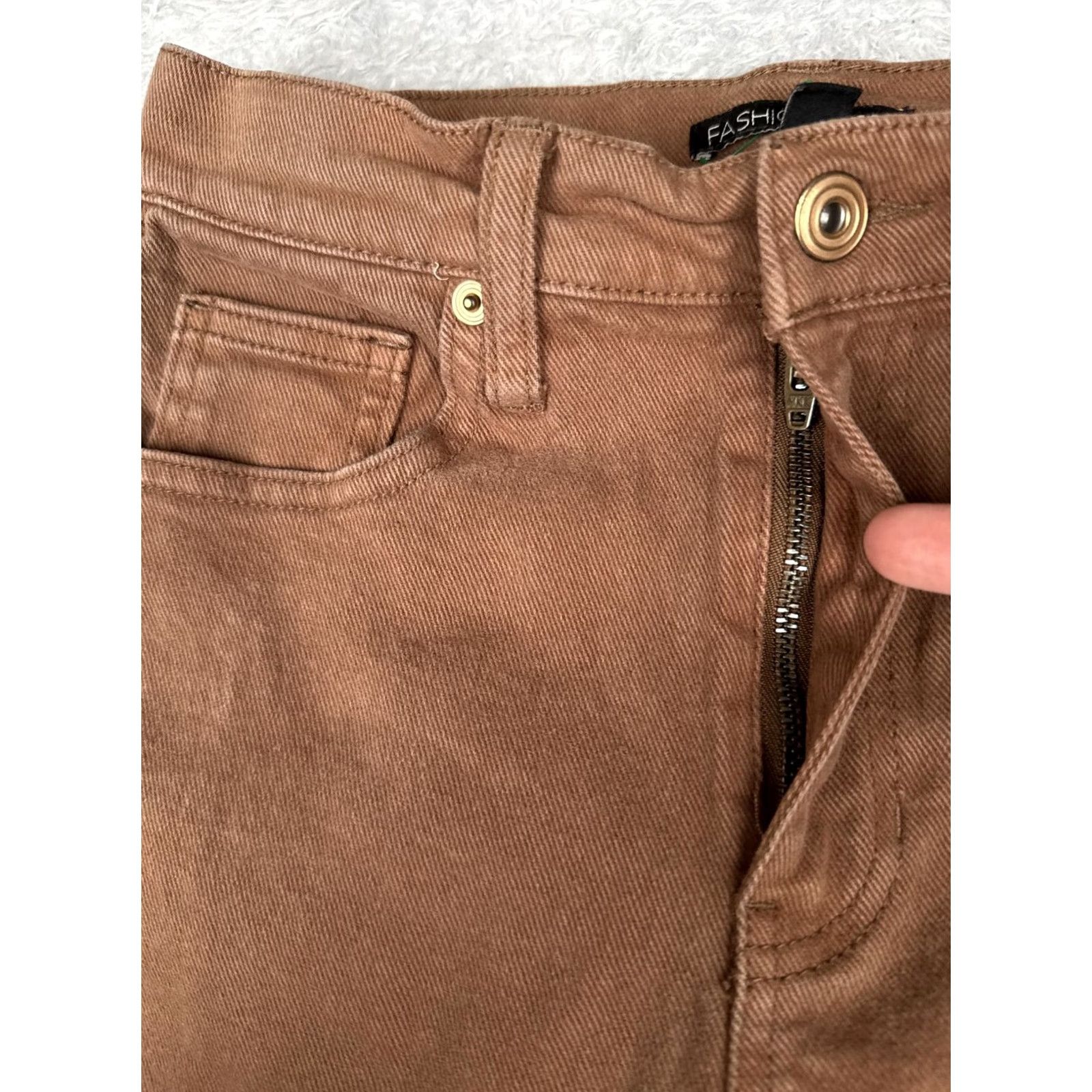 Fashion Nova FASHION NOVA Jeans Bootcut Womens 3/26 26 Brown Mid Rise Stretch Denim 5-Pocket Rise Mid/Bootcut 30.5 In Inseam Size 26" / US 2 / IT 38 - 5 Thumbnail