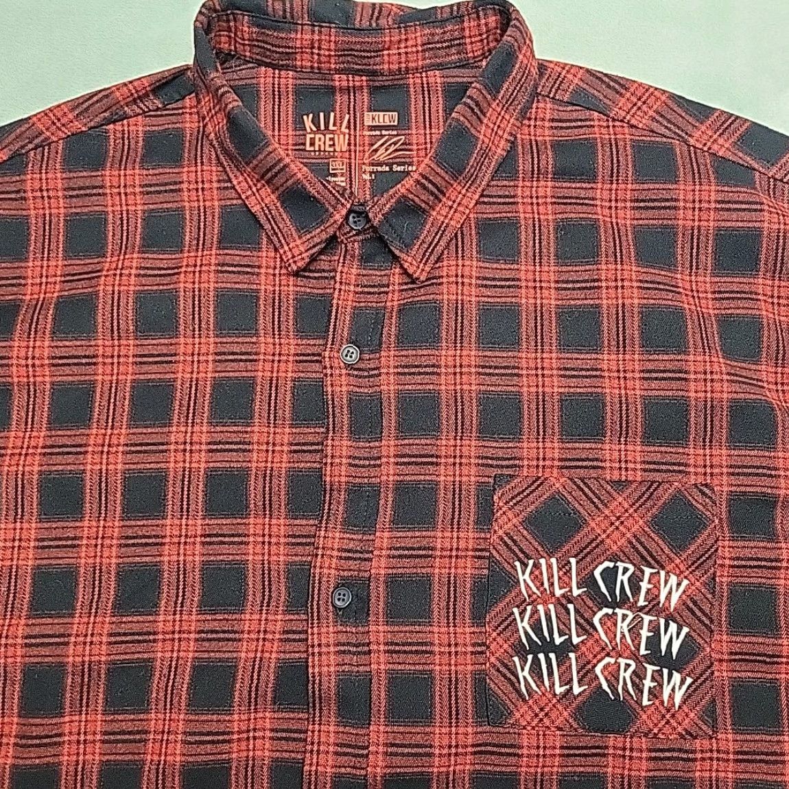 Vintage Kill Crew Shirt Men 2XL Red Porrada Series Flannel Martial Arts Mental health Button-Up Plaid Casual Size US XXL / EU 58 / 5 - 3 Thumbnail