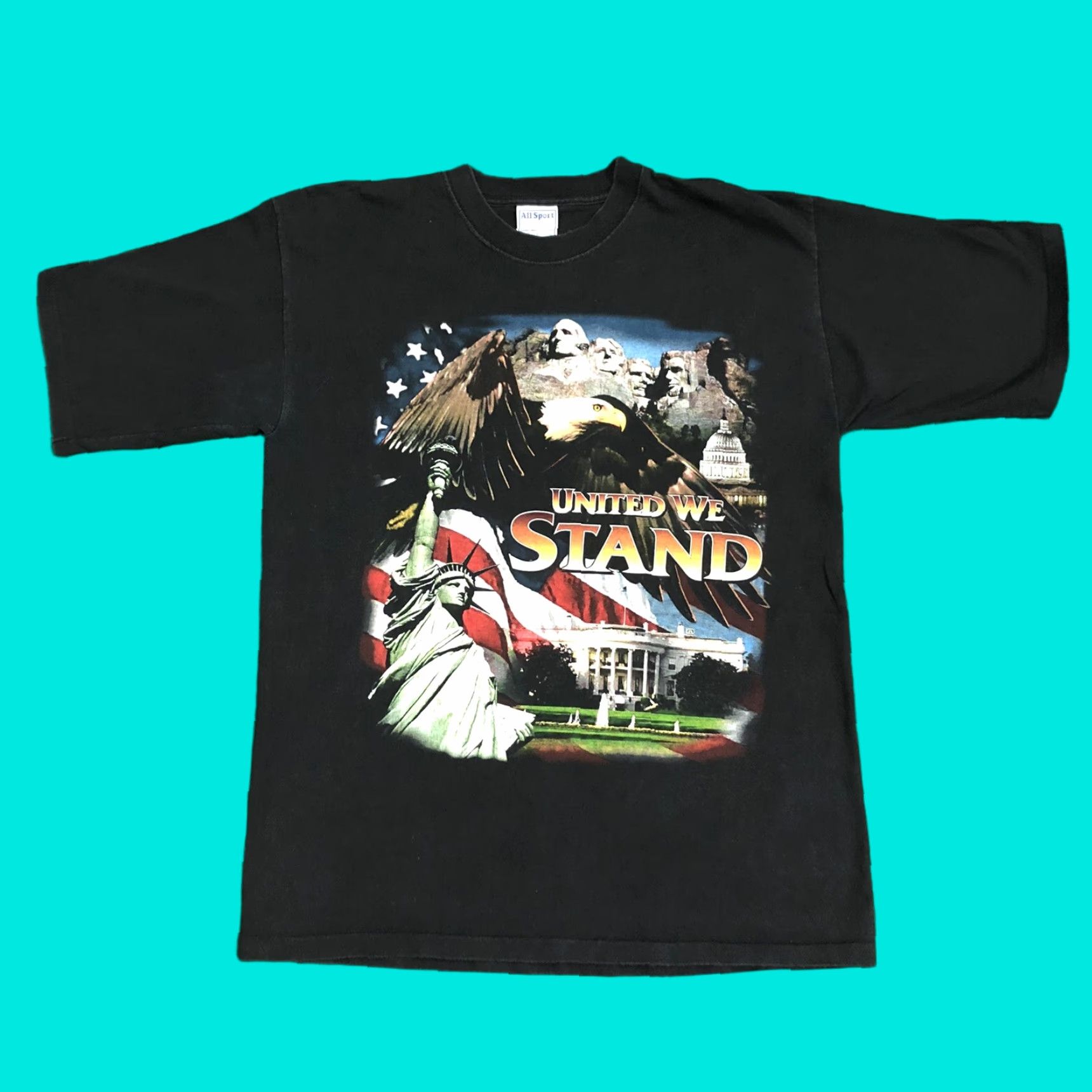 Vintage VINTAGE USA Mens Shirt Black L Eagle Statue Of Liberty Single Stitch Shirt Mens Black Eagle Statue Of Liberty Vintage Theme Graphic Tee Mens Size US L / EU 52-54 / 3 - 1 Thumbnail