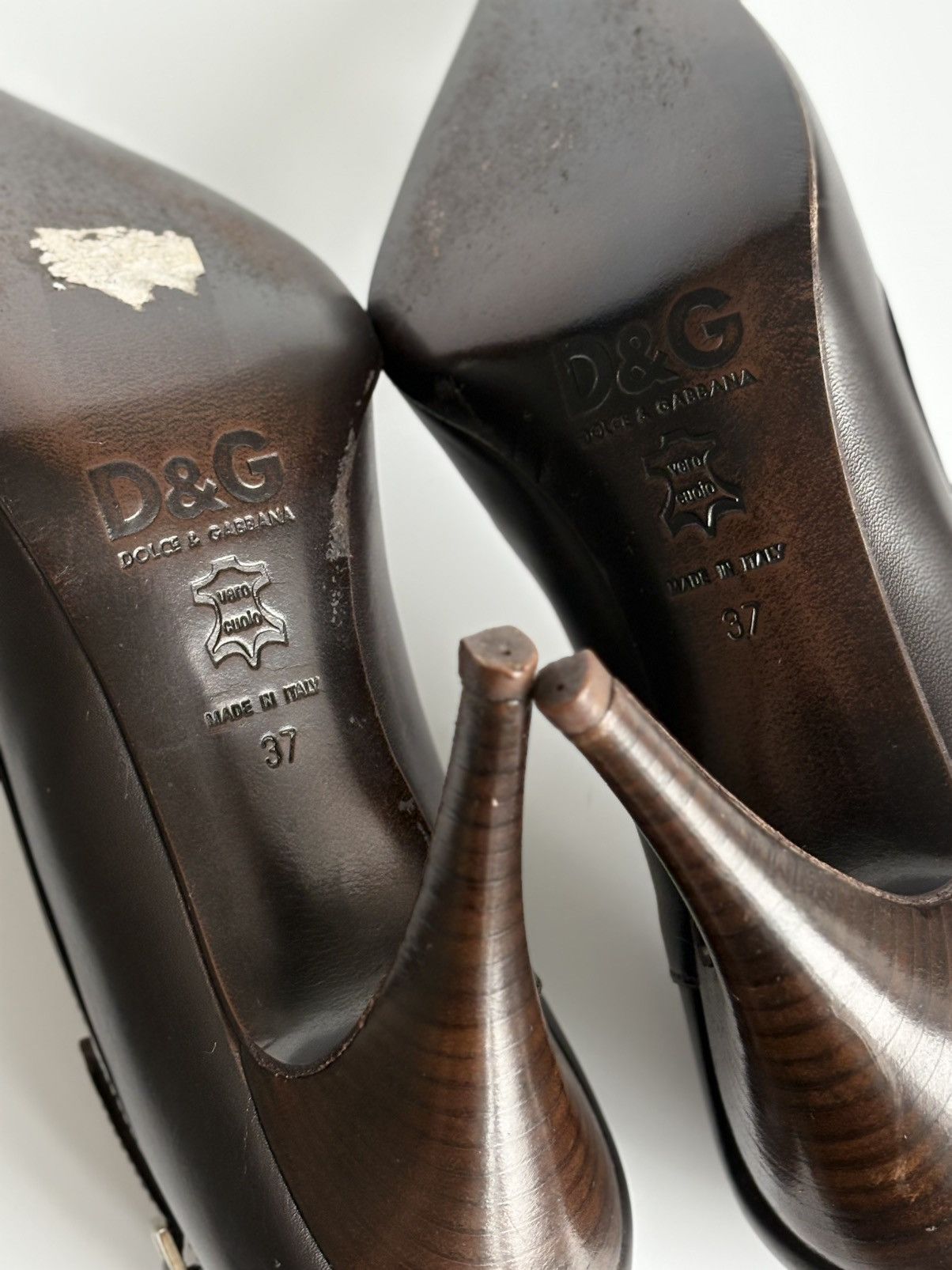 Dolce & Gabbana Dolce & Gabbana Cutout Bow Heels Dark Brown Leather37 US 7 Size US 7 / IT 37 - 11 Thumbnail