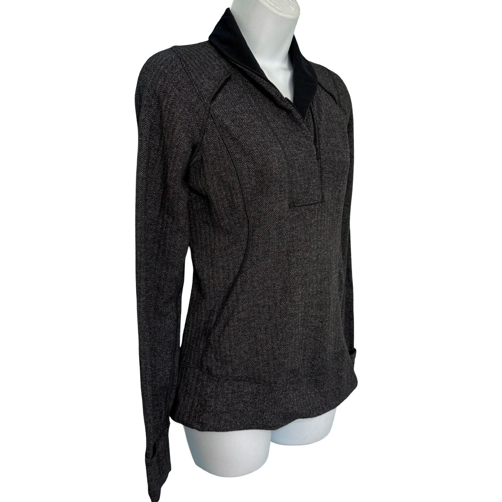 Lululemon Lululemon Think Fast Herringbone Black Gray Pullover Size 4 Size S / US 4 / IT 40 - 9 Thumbnail