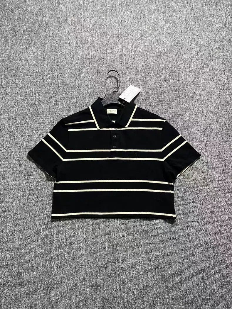 Saint Laurent Paris Saint Laurent Paris Black Striped Contrast Polo Shirt Size M / US 6-8 / IT 42-44 - 1 Thumbnail