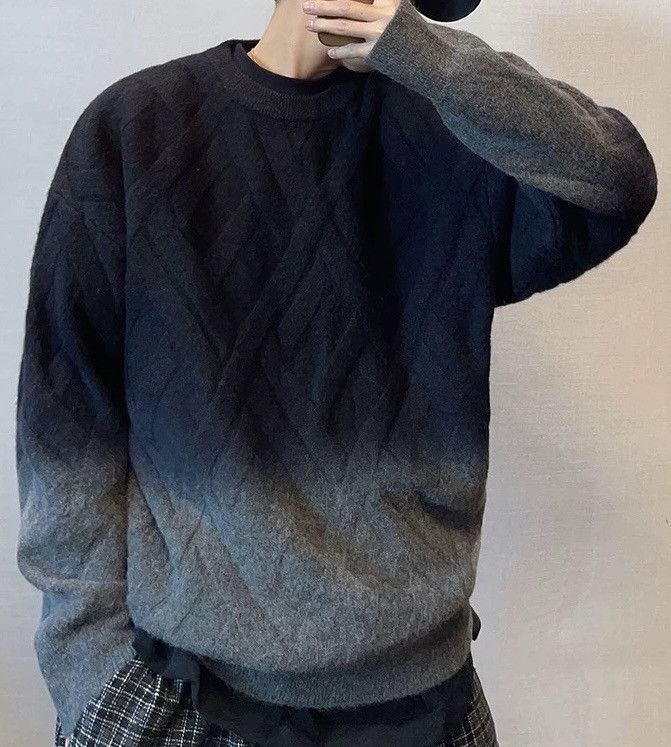 Japanese Brand × Vintage Avant garde fashion punk cable knit gradient effect sweater Size US XL / EU 56 / 4 - 2 Thumbnail