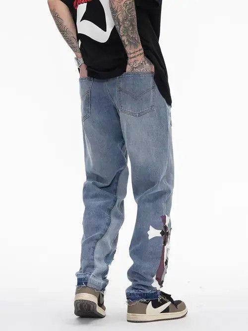 Japanese Brand × Jean Vintage cross loose straight jeans Size US 32 / EU 48 - 2 Thumbnail