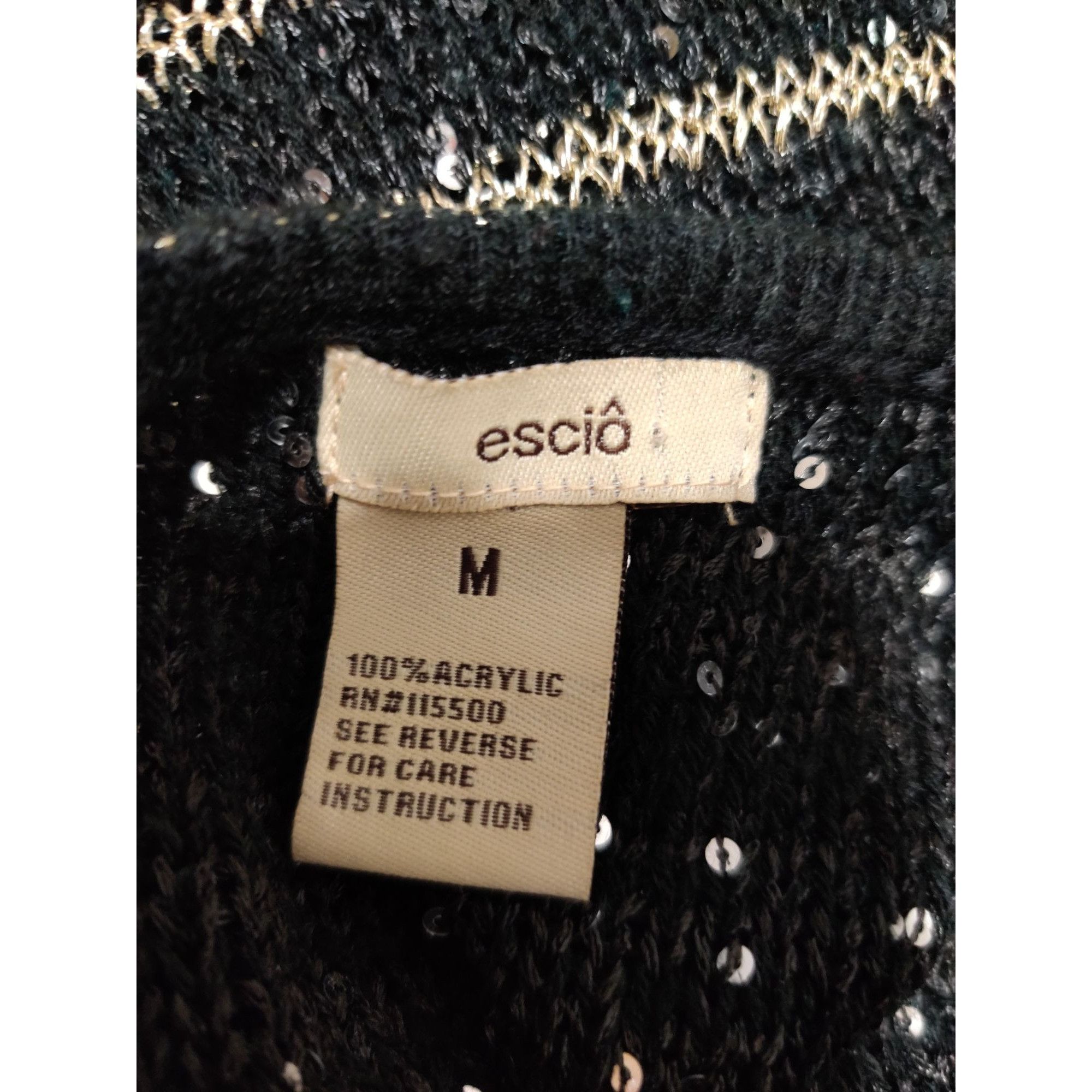 Vintage Vintage Escio Black Gold Sequin Stripe Knit Sweater Size M 8 Size M / US 6-8 / IT 42-44 - 8 Thumbnail