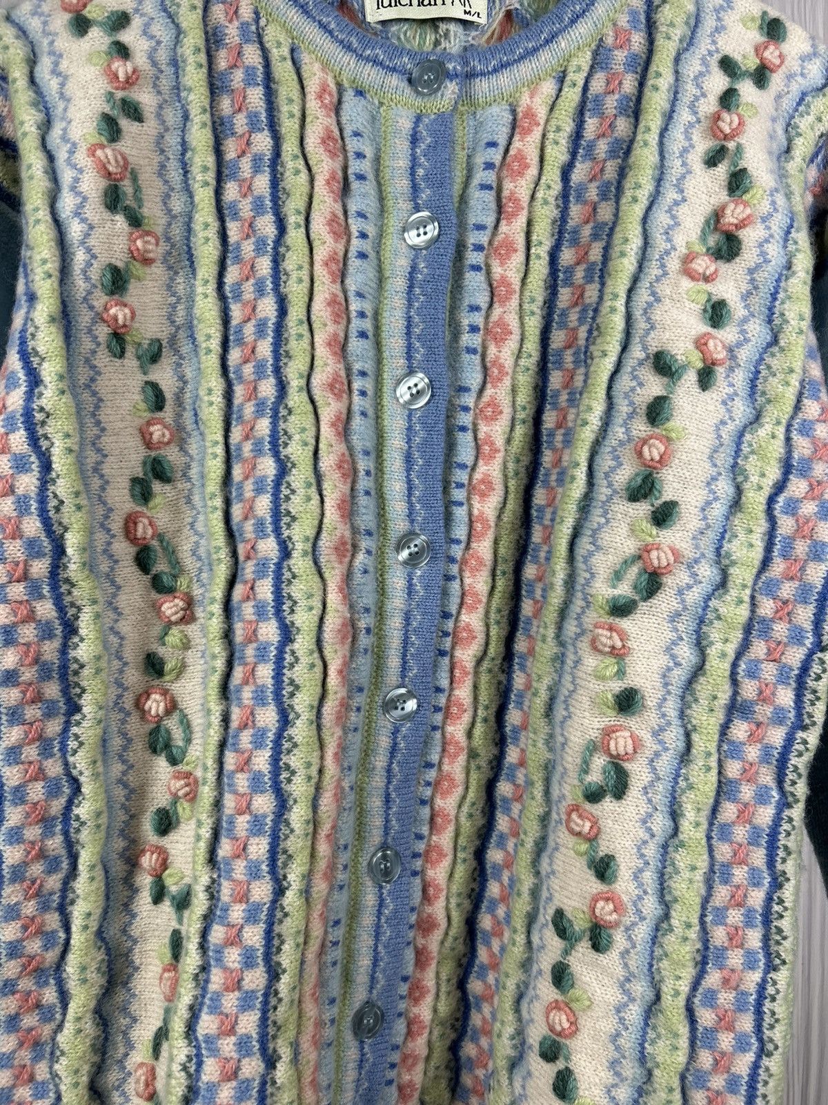 Vintage Vintage Tulchan 1998 Wool Cardigan Floral Size M/L S/S 98 Size L / US 10 / IT 46 - 4 Thumbnail