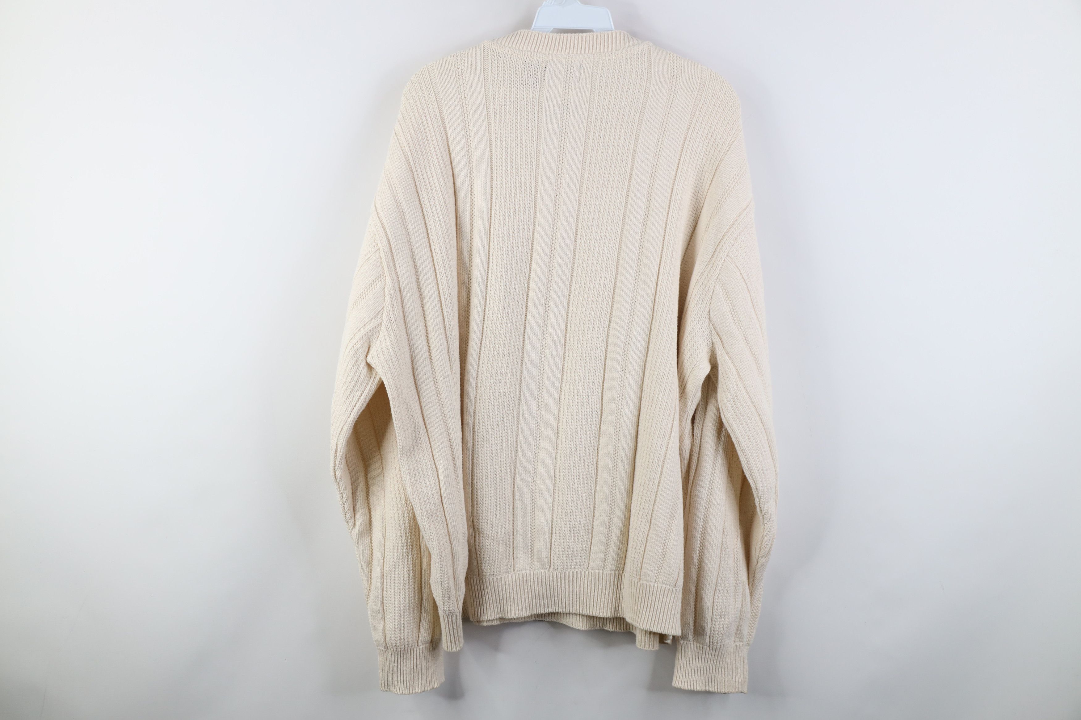 Vintage Vintage 90s Streetwear Ribbed Knit Crewneck Sweater Beige Size US XL / EU 56 / 4 - 8 Thumbnail